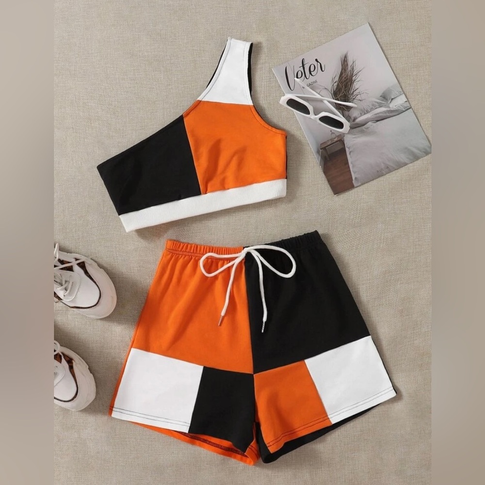 Colorblock Shorts Set